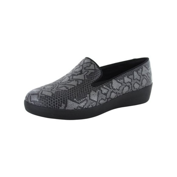 Fitflop Shoes - Fitflop Womens Audrey Python Print Smoking Slipper Shoes, Black